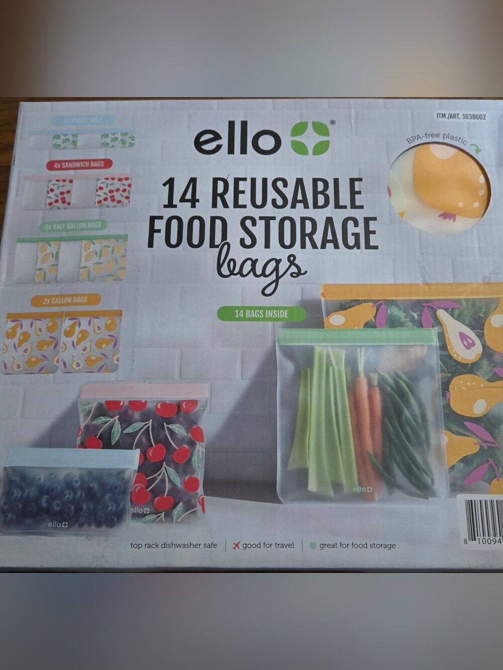 Ello reusable food storage bags 14 bags, reusable bags
